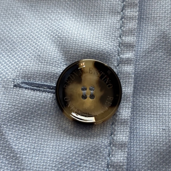 RED VALENTINO Square Neck Strappy Mini Dress with Button-Front Detail in Blue - Picture 12 of 17